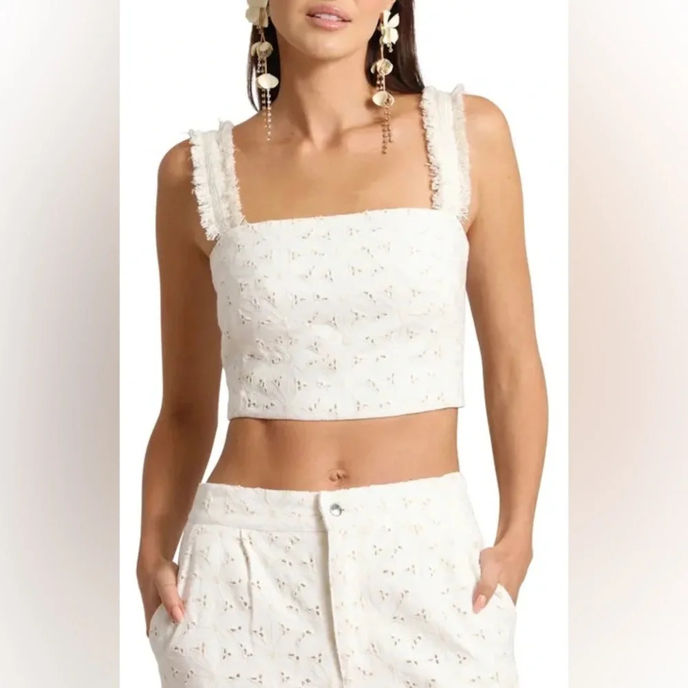House of Harlow 1960 Eyelet Crop Top - Size M - White - NWT‎ - Picture 11 of 11